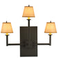 Meyda Lighting Brach Ring 25" 3-Light Timeless Bronze Wall Sconce With Brown Fabric Shade