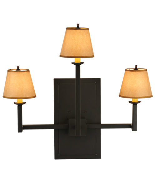 Meyda Lighting Brach Ring 25" 3-Light Timeless Bronze Wall Sconce With Brown Fabric Shade