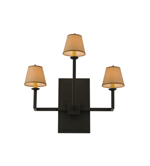 Meyda Lighting Brach Ring 25" 3-Light Timeless Bronze Wall Sconce With Brown Fabric Shade