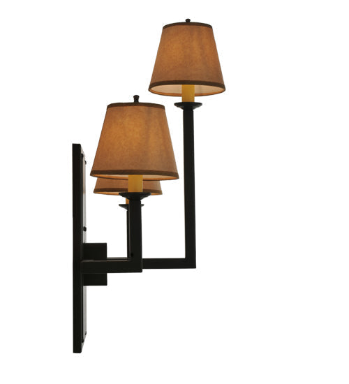 Meyda Lighting Brach Ring 25" 3-Light Timeless Bronze Wall Sconce With Brown Fabric Shade