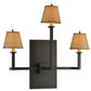 Meyda Lighting Brach Ring 25" 3-Light Timeless Bronze Wall Sconce With Brown Fabric Shade