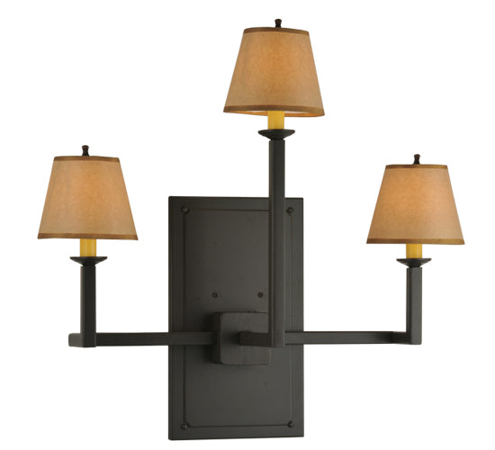 Meyda Lighting Brach Ring 25" 3-Light Timeless Bronze Wall Sconce With Brown Fabric Shade