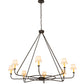 Meyda Lighting Brach Ring 60" 8-Light Wrought Iron Chandelier With Ivory Textrene Shade
