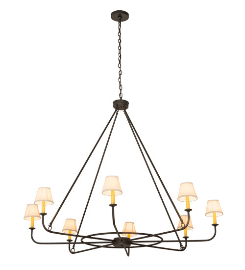Meyda Lighting Brach Ring 60" 8-Light Wrought Iron Chandelier With Ivory Textrene Shade
