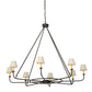 Meyda Lighting Brach Ring 60" 8-Light Wrought Iron Chandelier With Ivory Textrene Shade