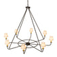 Meyda Lighting Brach Ring 60" 8-Light Wrought Iron Chandelier With Ivory Textrene Shade