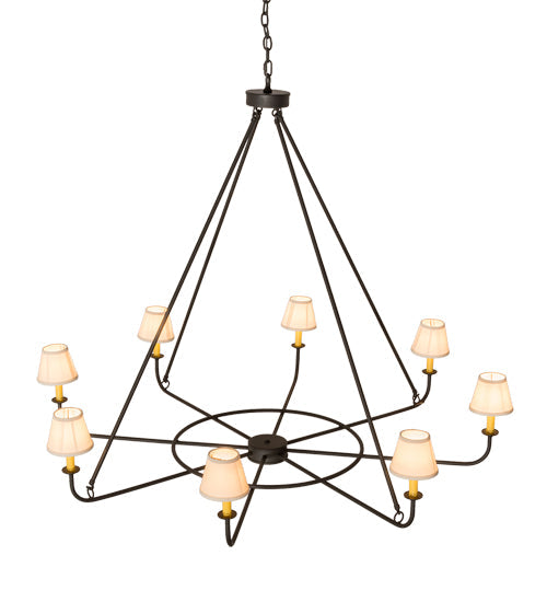 Meyda Lighting Brach Ring 60" 8-Light Wrought Iron Chandelier With Ivory Textrene Shade