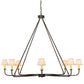 Meyda Lighting Brach Ring 60" 8-Light Wrought Iron Chandelier With Ivory Textrene Shade