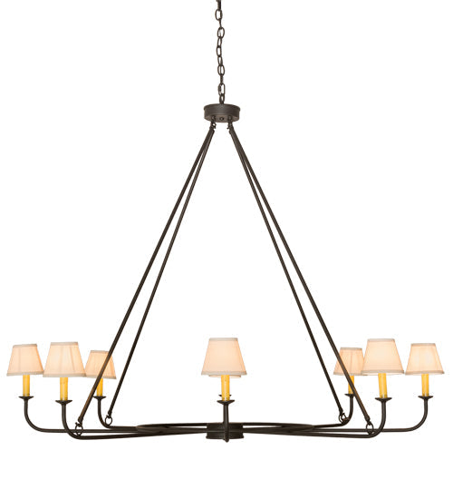 Meyda Lighting Brach Ring 60" 8-Light Wrought Iron Chandelier With Ivory Textrene Shade