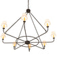 Meyda Lighting Brach Ring 60" 8-Light Wrought Iron Chandelier With Ivory Textrene Shade