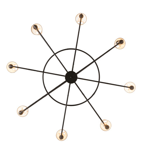 Meyda Lighting Brach Ring 60" 8-Light Wrought Iron Chandelier With Ivory Textrene Shade