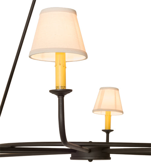 Meyda Lighting Brach Ring 60" 8-Light Wrought Iron Chandelier With Ivory Textrene Shade