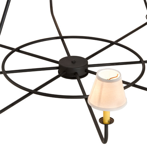 Meyda Lighting Brach Ring 60" 8-Light Wrought Iron Chandelier With Ivory Textrene Shade