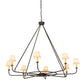 Meyda Lighting Brach Ring 60" 8-Light Wrought Iron Chandelier With Ivory Textrene Shade