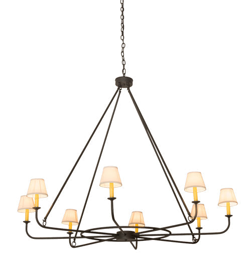 Meyda Lighting Brach Ring 60" 8-Light Wrought Iron Chandelier With Ivory Textrene Shade