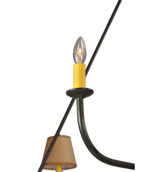 Meyda Lighting Brach Ring 62" 8-Light Timeless Bronze Chandelier With Beige Natural Textrene Shade