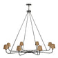 Meyda Lighting Brach Ring 62" 8-Light Timeless Bronze Chandelier With Beige Natural Textrene Shade