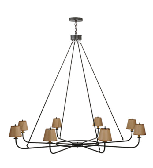 Meyda Lighting Brach Ring 62" 8-Light Timeless Bronze Chandelier With Beige Natural Textrene Shade