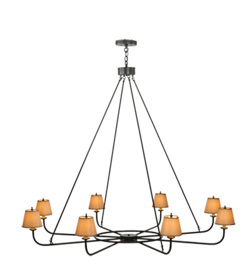 Meyda Lighting Brach Ring 62" 8-Light Timeless Bronze Chandelier With Beige Natural Textrene Shade