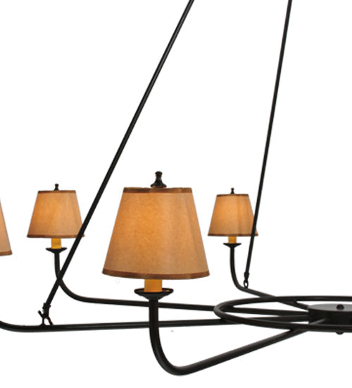 Meyda Lighting Brach Ring 62" 8-Light Timeless Bronze Chandelier With Beige Natural Textrene Shade
