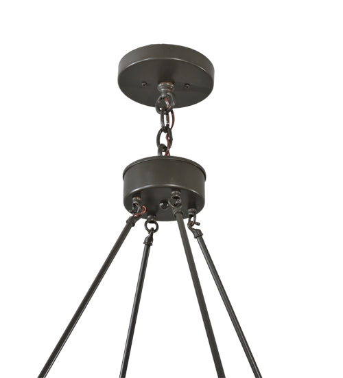 Meyda Lighting Brach Ring 62" 8-Light Timeless Bronze Chandelier With Beige Natural Textrene Shade