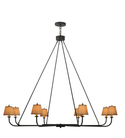 Meyda Lighting Brach Ring 62" 8-Light Timeless Bronze Chandelier With Beige Natural Textrene Shade