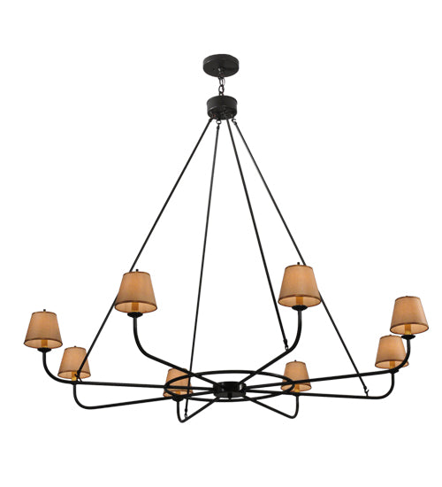 Meyda Lighting Brach Ring 62" 8-Light Timeless Bronze Chandelier With Beige Natural Textrene Shade