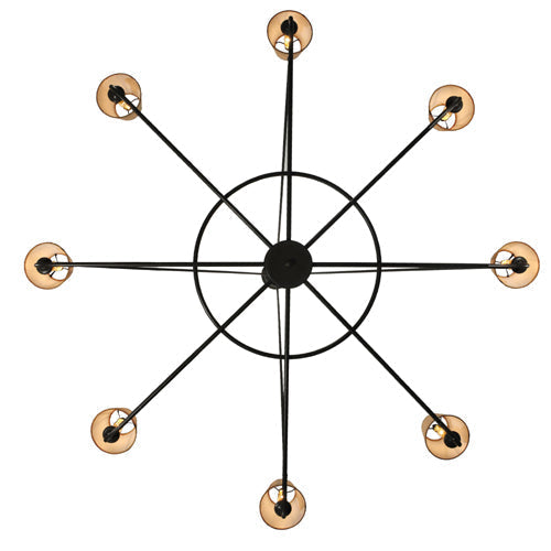 Meyda Lighting Brach Ring 62" 8-Light Timeless Bronze Chandelier With Beige Natural Textrene Shade