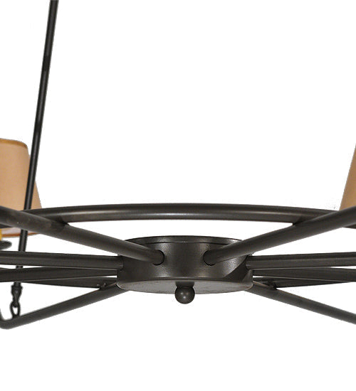 Meyda Lighting Brach Ring 62" 8-Light Timeless Bronze Chandelier With Beige Natural Textrene Shade