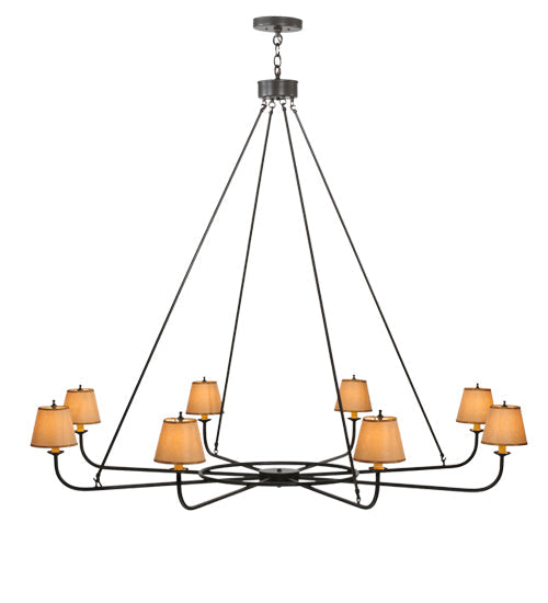Meyda Lighting Brach Ring 62" 8-Light Timeless Bronze Chandelier With Beige Natural Textrene Shade