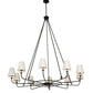 Meyda Lighting Brach Ring 72" 10-Light Textured Black Chandelier With White Textrene Shade