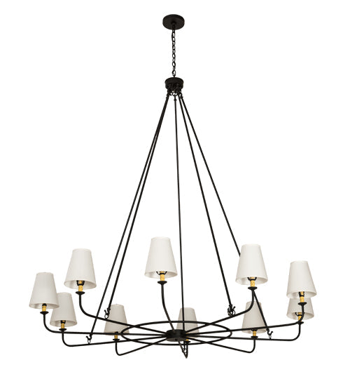 Meyda Lighting Brach Ring 72" 10-Light Textured Black Chandelier With White Textrene Shade