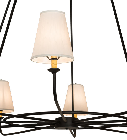Meyda Lighting Brach Ring 72" 10-Light Textured Black Chandelier With White Textrene Shade
