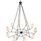Meyda Lighting Brach Ring 72" 10-Light Textured Black Chandelier With White Textrene Shade
