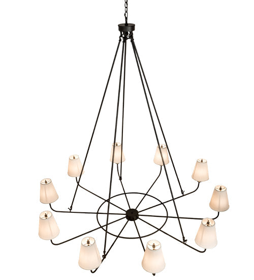 Meyda Lighting Brach Ring 72" 10-Light Textured Black Chandelier With White Textrene Shade