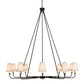 Meyda Lighting Brach Ring 72" 10-Light Textured Black Chandelier With White Textrene Shade