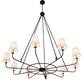 Meyda Lighting Brach Ring 72" 10-Light Textured Black Chandelier With White Textrene Shade