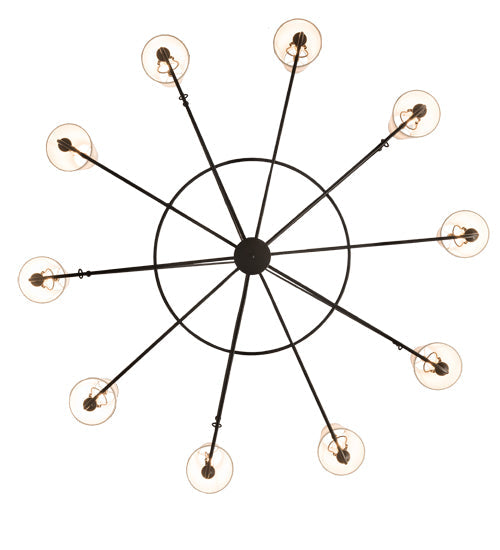 Meyda Lighting Brach Ring 72" 10-Light Textured Black Chandelier With White Textrene Shade