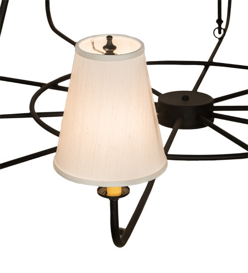 Meyda Lighting Brach Ring 72" 10-Light Textured Black Chandelier With White Textrene Shade
