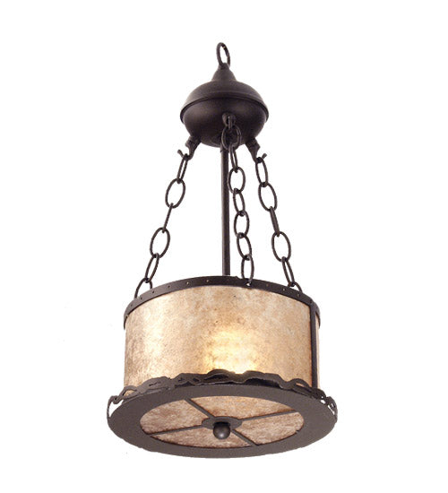 Meyda Lighting Branch 10" Timeless Bronze Inverted Pendant Light With Silver Mica Shade Glass