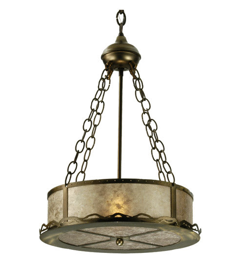 Meyda Lighting Branch 16" 2-Light Timeless Bronze Inverted Pendant Light With Silver Mica Shade Glass