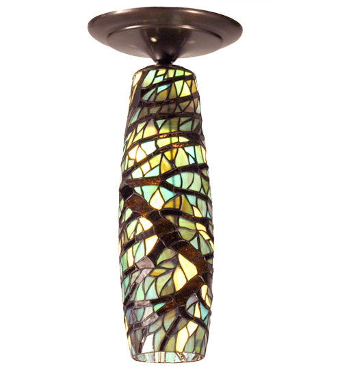 Meyda Lighting Branch & Sky 10" Craftsman Brown Pendant Light With Multi-Colored Stained Shade Glass