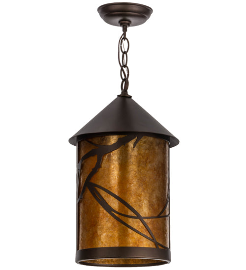Meyda Lighting Branches 10" Mahogany Bronze Pendant Light With Amber Mica Shade Glass