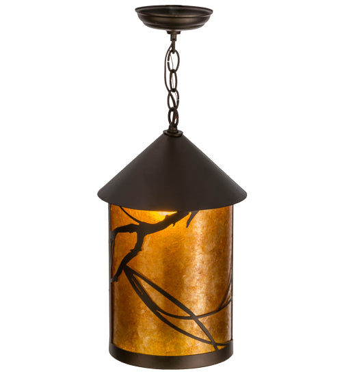 Meyda Lighting Branches 10" Mahogany Bronze Pendant Light With Amber Mica Shade Glass