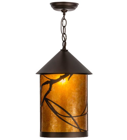 Meyda Lighting Branches 10" Mahogany Bronze Pendant Light With Amber Mica Shade Glass