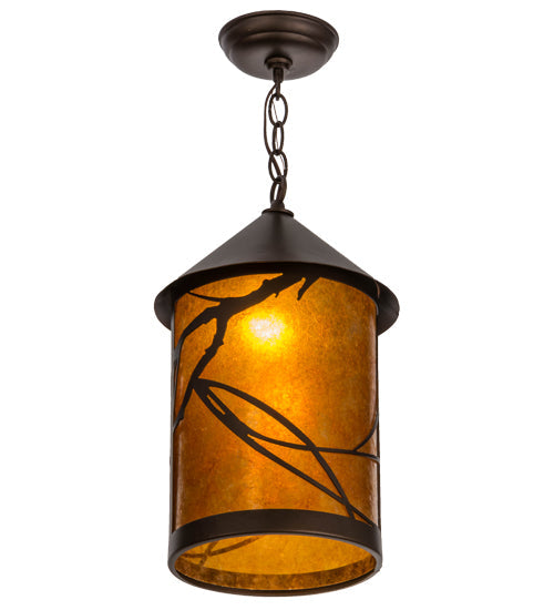 Meyda Lighting Branches 10" Mahogany Bronze Pendant Light With Amber Mica Shade Glass