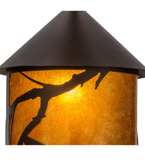 Meyda Lighting Branches 10" Mahogany Bronze Pendant Light With Amber Mica Shade Glass