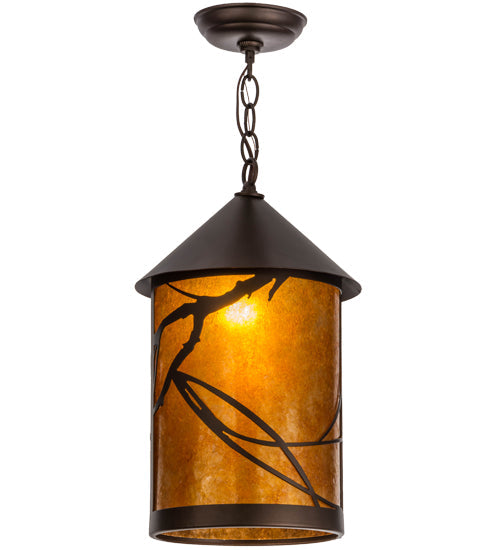 Meyda Lighting Branches 10" Mahogany Bronze Pendant Light With Amber Mica Shade Glass