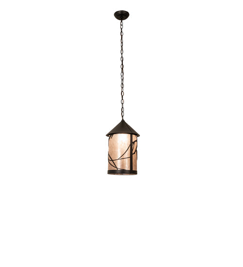 Meyda Lighting Branches 10" Textured Black Pendant Light With Silver Mica Shade Glass