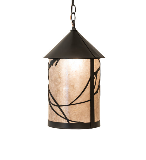 Meyda Lighting Branches 10" Textured Black Pendant Light With Silver Mica Shade Glass